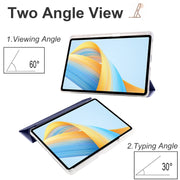 For Honor Pad V8 Pro 3-folding Transparent TPU Smart Leather Tablet Case(Dark Blue)