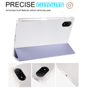 For Honor Pad V8 Pro 3-folding Transparent TPU Smart Leather Tablet Case(Purple)