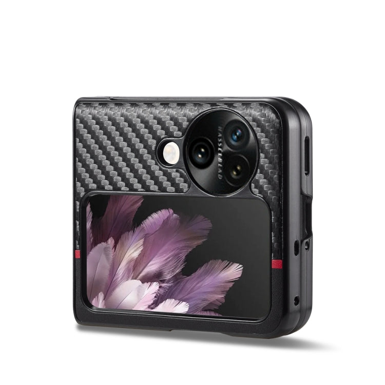 For OPPO Find N3 Flip LC.IMEEKE 3 in 1 Carbon Fiber Texture Shockproof Phone Case(Black)