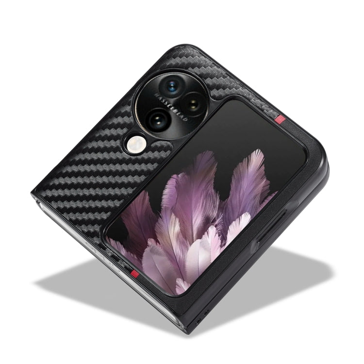 For OPPO Find N3 Flip LC.IMEEKE 3 in 1 Carbon Fiber Texture Shockproof Phone Case(Black)
