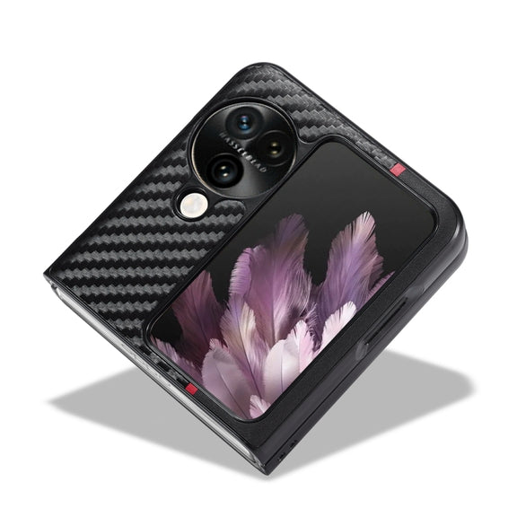 For OPPO Find N3 Flip LC.IMEEKE 3 in 1 Carbon Fiber Texture Shockproof Phone Case(Black)