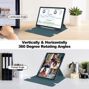 For Samsung Galaxy Tab S9 360 Rotation Transparent Smart Leather Case(Dark Green)
