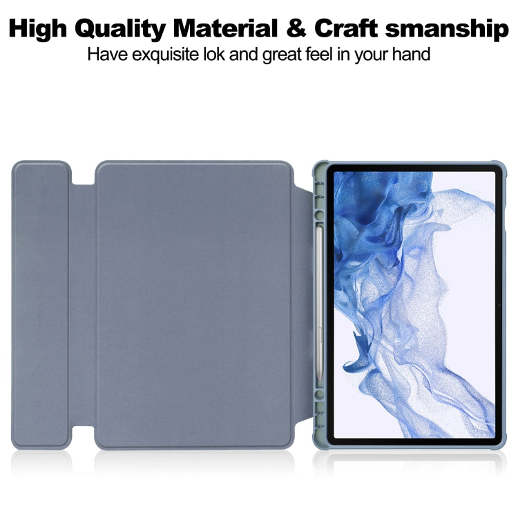 For Samsung Galaxy Tab S9 360 Rotation Transparent Smart Leather Case(Lavender)
