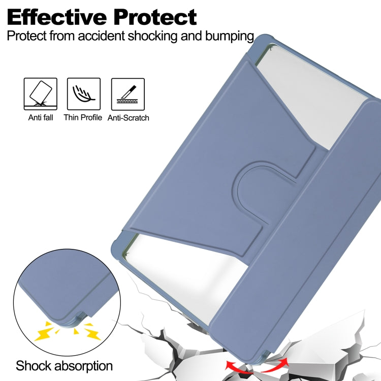 For Samsung Galaxy Tab S9 360 Rotation Transparent Smart Leather Case(Lavender)