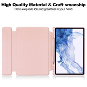 For Samsung Galaxy Tab S9 360 Rotation Transparent Smart Leather Case(Pink)