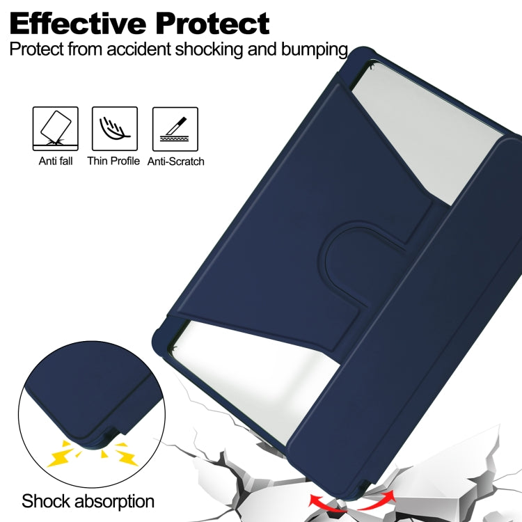 For Samsung Galaxy Tab S9 360 Rotation Transparent Smart Leather Case(Dark Blue)