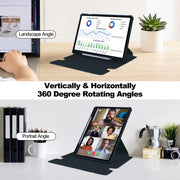 For Samsung Galaxy Tab S9 360 Rotation Transparent Smart Leather Case(Dark Blue)