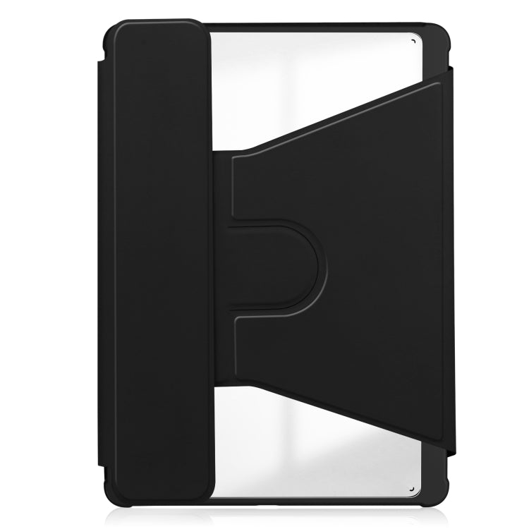 For Samsung Galaxy Tab S9+ 360 Rotation Transparent Smart Leather Case(Black)