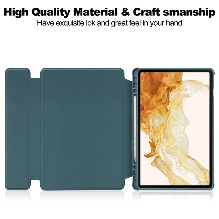 For Samsung Galaxy Tab S9+ 360 Rotation Transparent Smart Leather Case(Dark Green)