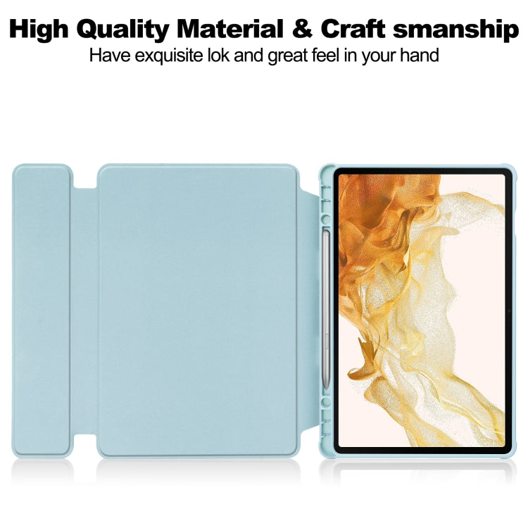 For Samsung Galaxy Tab S9+ 360 Rotation Transparent Smart Leather Case(Sky Blue)
