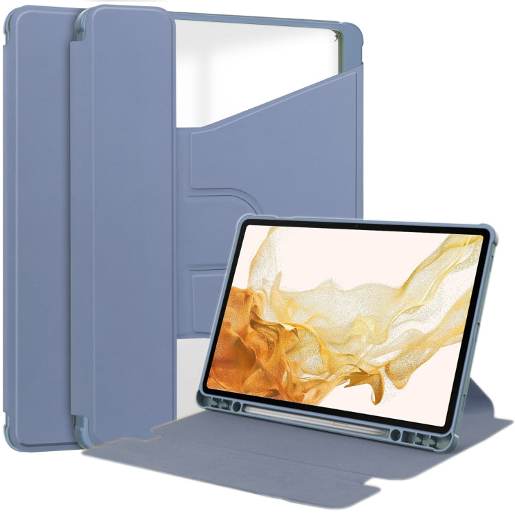 For Samsung Galaxy Tab S9+ 360 Rotation Transparent Smart Leather Case(Lavender)