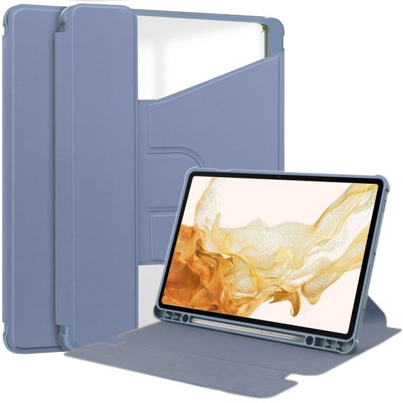 For Samsung Galaxy Tab S9+ 360 Rotation Transparent Smart Leather Case(Lavender)