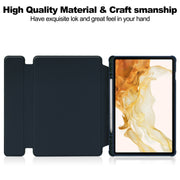 For Samsung Galaxy Tab S9+ 360 Rotation Transparent Smart Leather Case(Dark Blue)