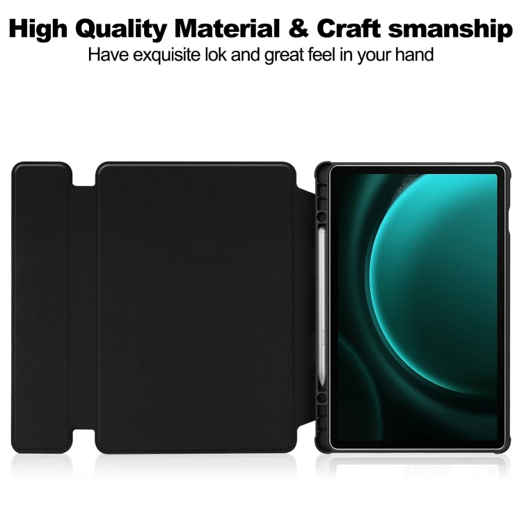 For Samsung Galaxy Tab S9 FE+ / S10+ 360 Rotation Transparent Smart Leather Case(Black)