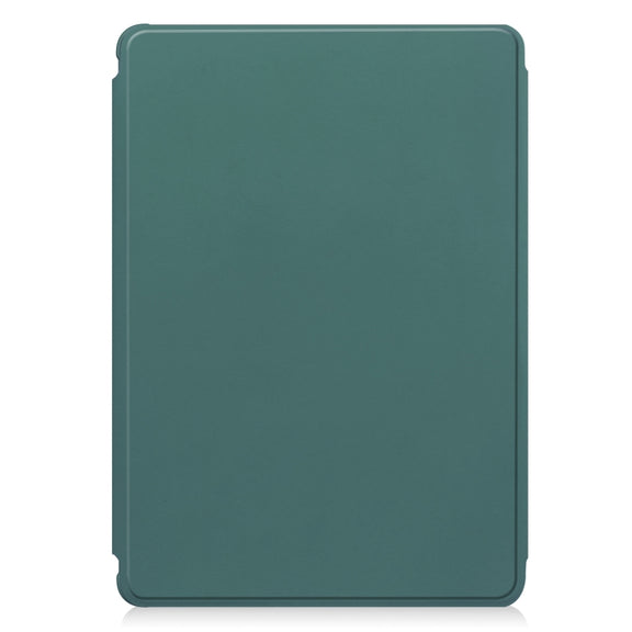 For Samsung Galaxy Tab S9 FE+ / S10+ 360 Rotation Transparent Smart Leather Case(Dark Green)