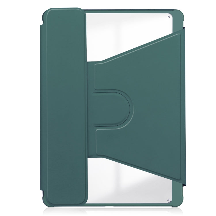 For Samsung Galaxy Tab S9 FE+ / S10+ 360 Rotation Transparent Smart Leather Case(Dark Green)
