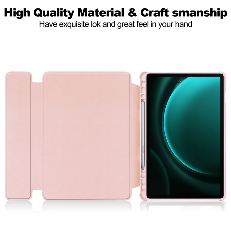 For Samsung Galaxy Tab S9 FE+ / S10+ 360 Rotation Transparent Smart Leather Case(Pink)