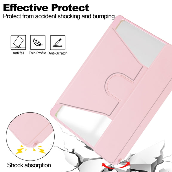 For Samsung Galaxy Tab S9 FE+ / S10+ 360 Rotation Transparent Smart Leather Case(Pink)