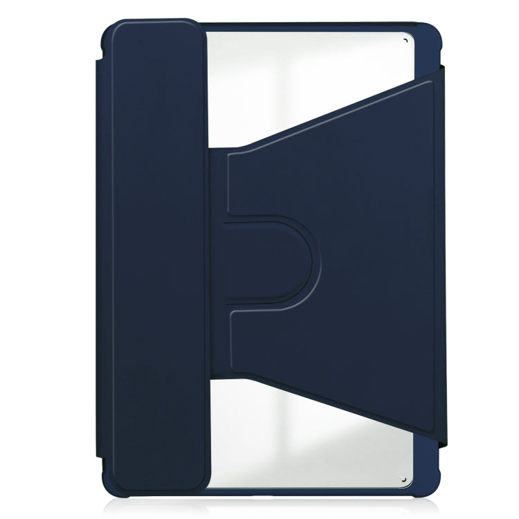 For Samsung Galaxy Tab S9 FE+ / S10+ 360 Rotation Transparent Smart Leather Case(Dark Blue)