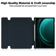 For Samsung Galaxy Tab S9 FE+ / S10+ 360 Rotation Transparent Smart Leather Case(Dark Blue)