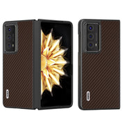 For Honor Magic V2 Electroplating Carbon Fiber Texture Protective Phone Case(Dark Brown)
