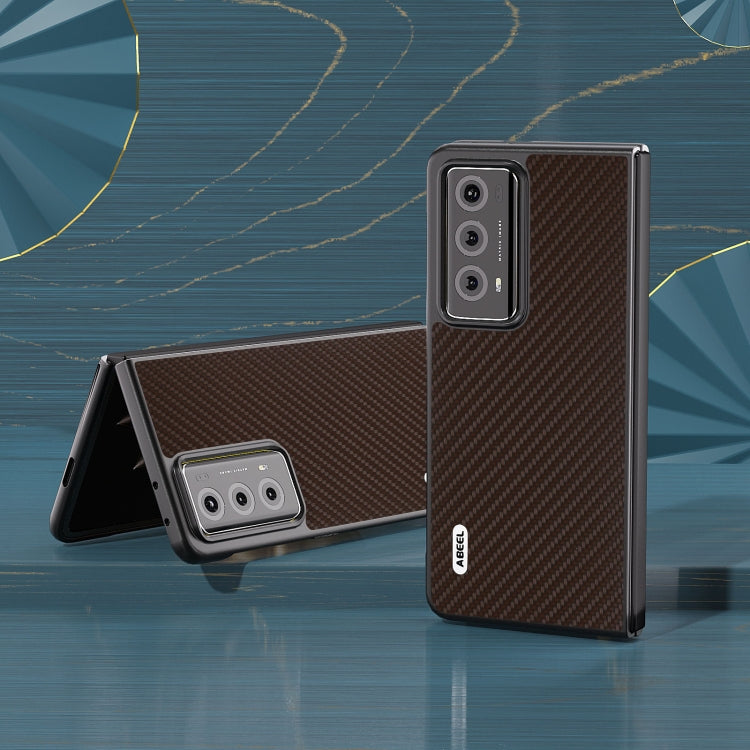 For Honor Magic V2 Electroplating Carbon Fiber Texture Protective Phone Case(Dark Brown)