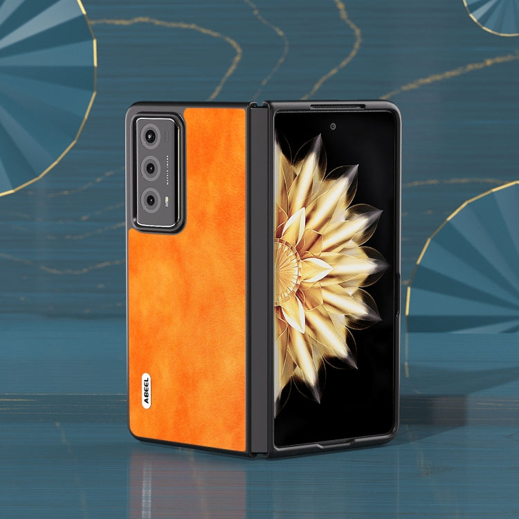 For Honor Magic V2 Dual Color Lichi Texture PU Phone Case(Orange)