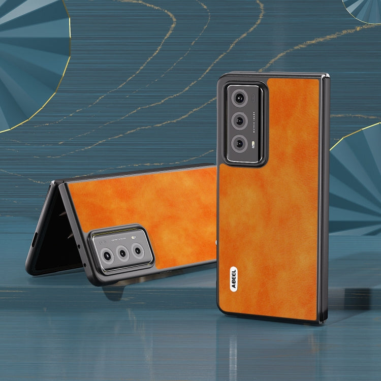 For Honor Magic V2 Dual Color Lichi Texture PU Phone Case(Orange)