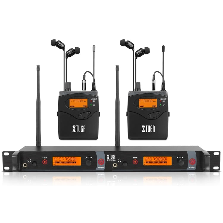 XTUGA RW2080 UHF Wireless Stage Singer In-Ear Monitor System 2 BodyPacks(EU Plug)