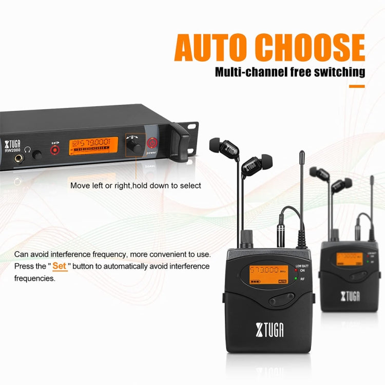 XTUGA RW2080 UHF Wireless Stage Singer In-Ear Monitor System 5 BodyPacks(US Plug)