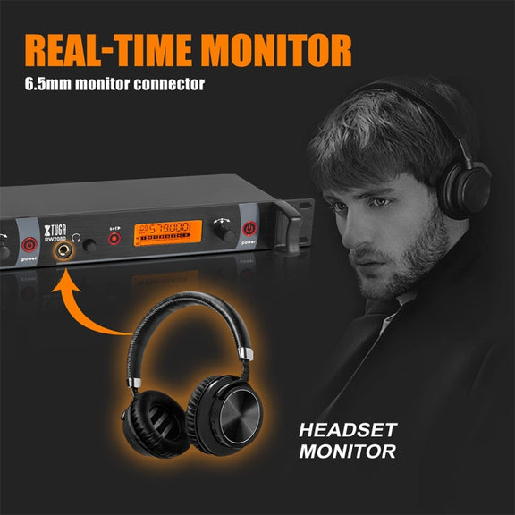 XTUGA RW2080 UHF Wireless Stage Singer In-Ear Monitor System 2 BodyPacks(EU Plug)