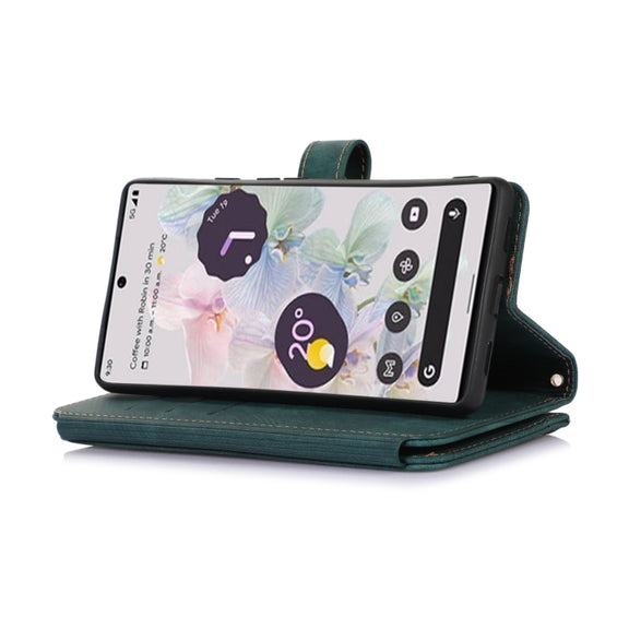 For Google Pixel 7a Dream 9-Card Wallet Zipper Bag Leather Phone Case(Green)