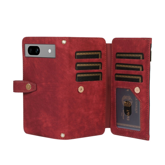 For Google Pixel 7a Dream 9-Card Wallet Zipper Bag Leather Phone Case(Red)