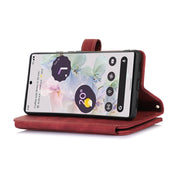For Google Pixel 7a Dream 9-Card Wallet Zipper Bag Leather Phone Case(Red)