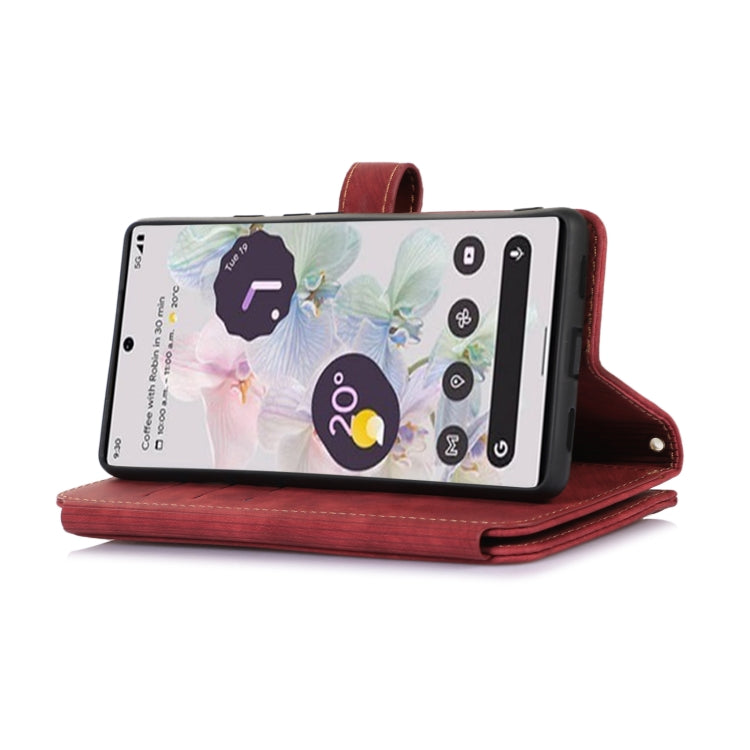 For Google Pixel 7a Dream 9-Card Wallet Zipper Bag Leather Phone Case(Red)