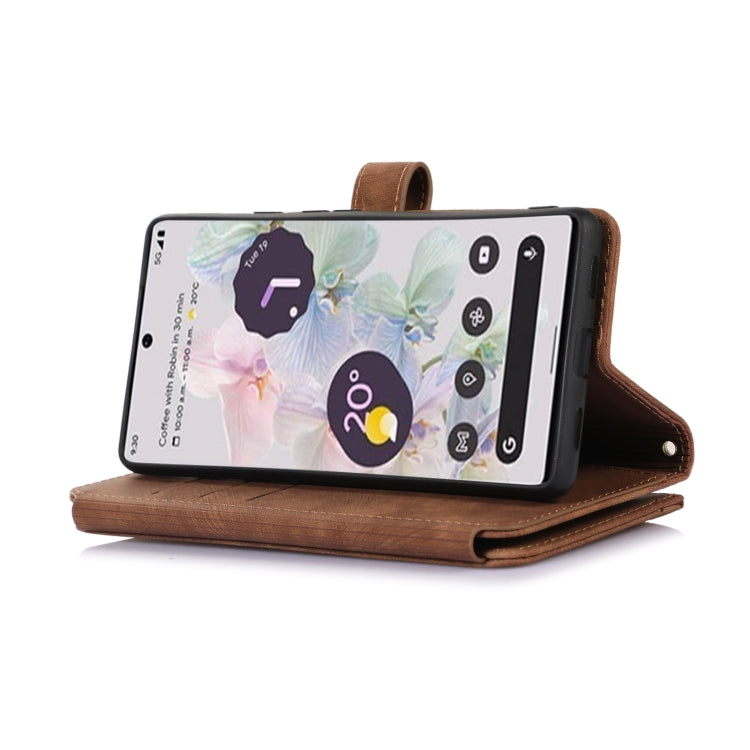 For Google Pixel 7a Dream 9-Card Wallet Zipper Bag Leather Phone Case(Brown)