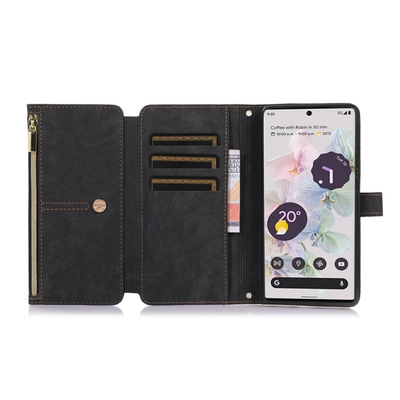 For Google Pixel 7a Dream 9-Card Wallet Zipper Bag Leather Phone Case(Black)