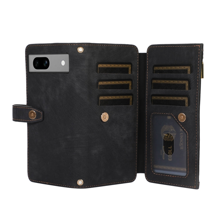 For Google Pixel 7a Dream 9-Card Wallet Zipper Bag Leather Phone Case(Black)
