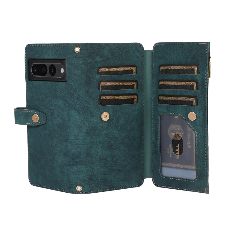 For Google Pixel 7 Pro Dream 9-Card Wallet Zipper Bag Leather Phone Case(Green)