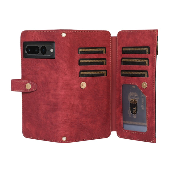 For Google Pixel 7 Pro Dream 9-Card Wallet Zipper Bag Leather Phone Case(Red)