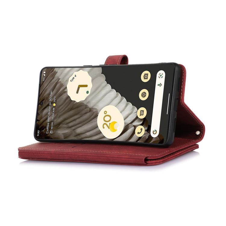 For Google Pixel 7 Pro Dream 9-Card Wallet Zipper Bag Leather Phone Case(Red)
