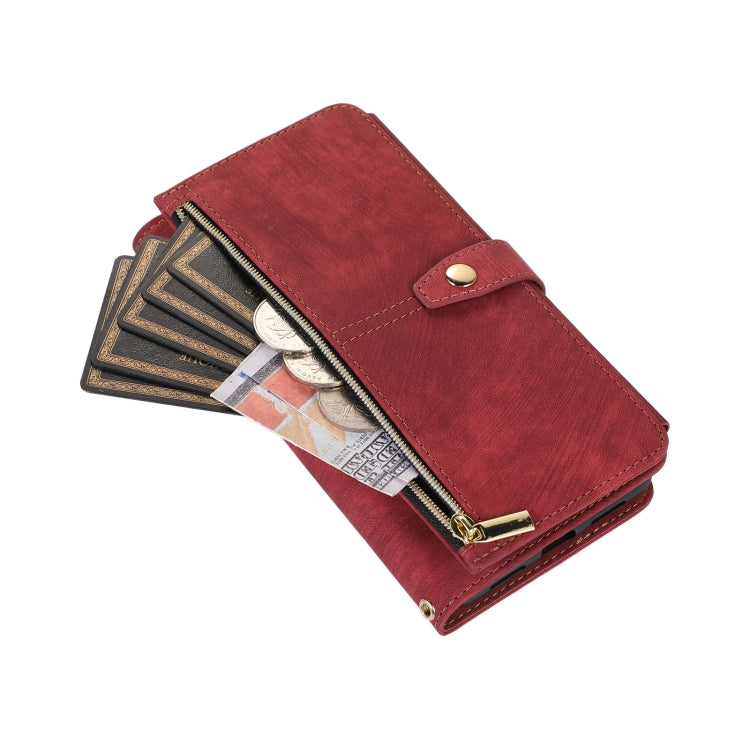 For Google Pixel 7 Pro Dream 9-Card Wallet Zipper Bag Leather Phone Case(Red)