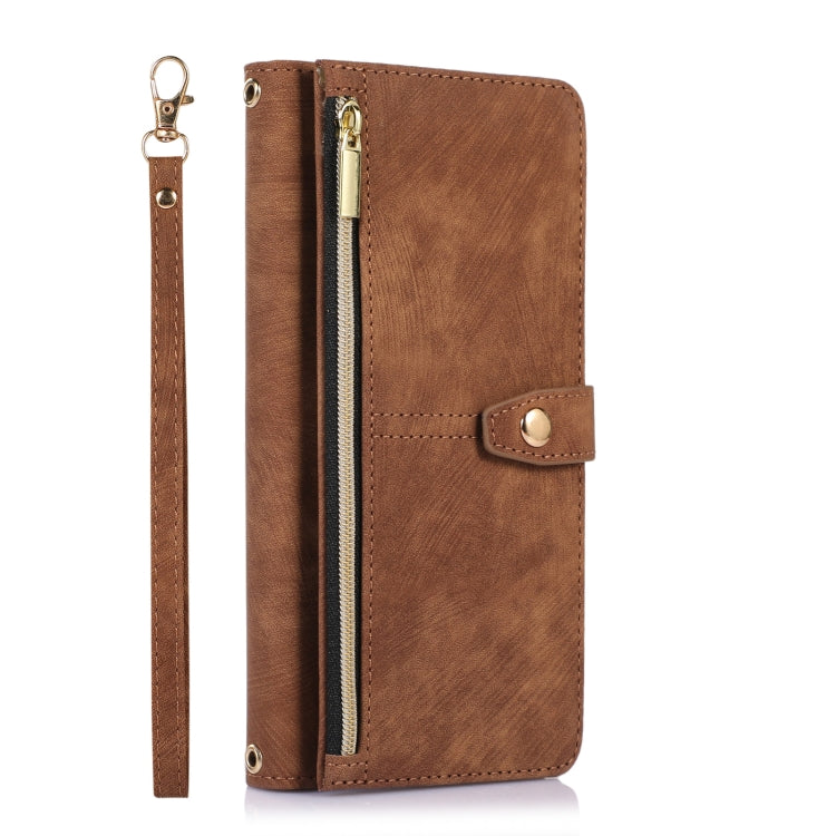 For Google Pixel 7 Pro Dream 9-Card Wallet Zipper Bag Leather Phone Case(Brown)