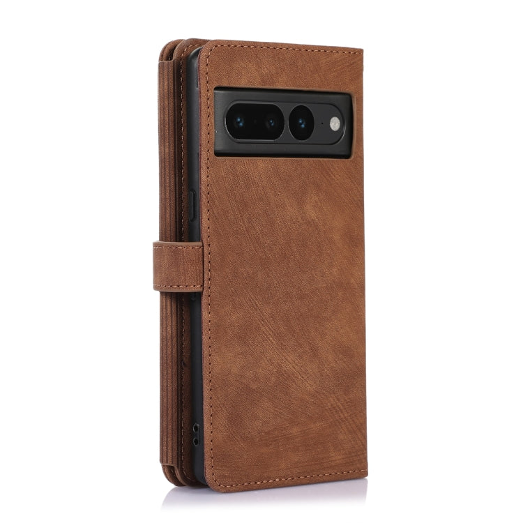 For Google Pixel 7 Pro Dream 9-Card Wallet Zipper Bag Leather Phone Case(Brown)