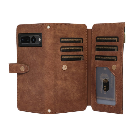 For Google Pixel 7 Pro Dream 9-Card Wallet Zipper Bag Leather Phone Case(Brown)