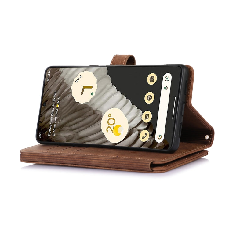 For Google Pixel 7 Pro Dream 9-Card Wallet Zipper Bag Leather Phone Case(Brown)