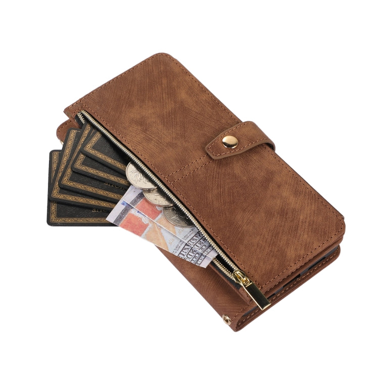 For Google Pixel 7 Pro Dream 9-Card Wallet Zipper Bag Leather Phone Case(Brown)