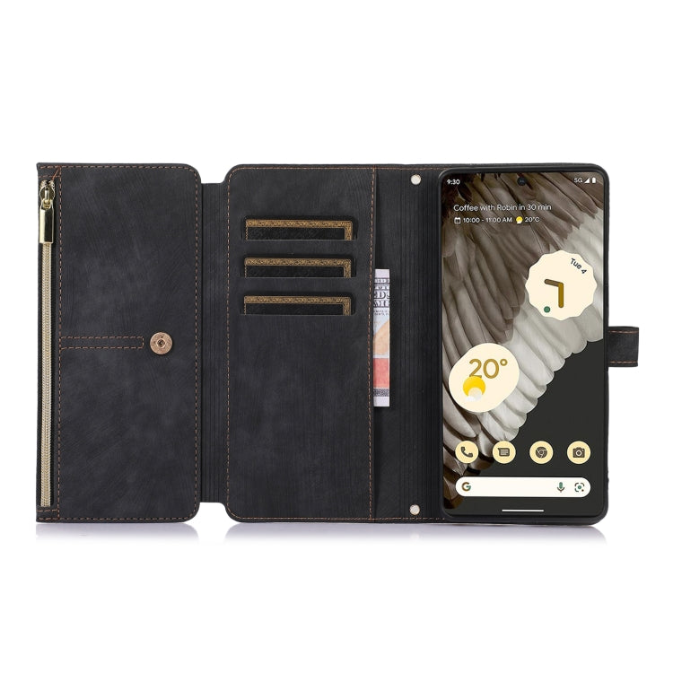 For Google Pixel 7 Pro Dream 9-Card Wallet Zipper Bag Leather Phone Case(Black)