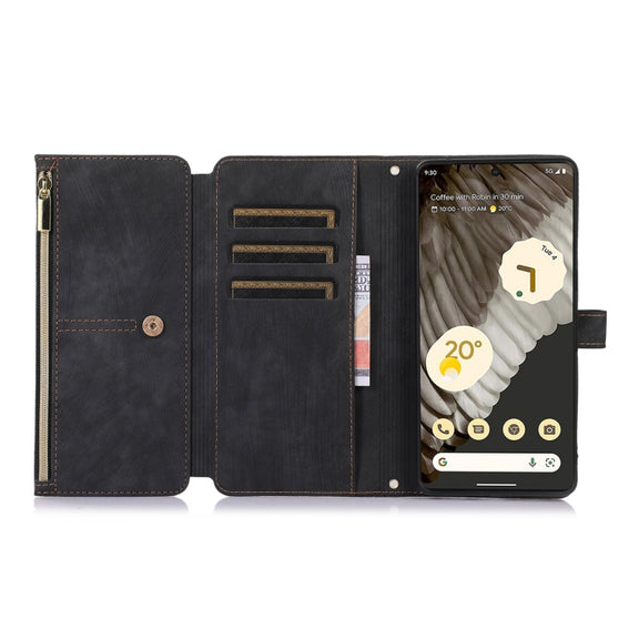 For Google Pixel 7 Pro Dream 9-Card Wallet Zipper Bag Leather Phone Case(Black)