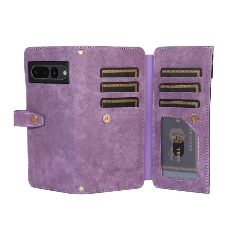 For Google Pixel 7 Pro Dream 9-Card Wallet Zipper Bag Leather Phone Case(Purple)